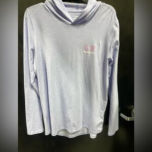 Vineyard Vines Lavender/ blue-ish Hooded Shirt with Pink Logo